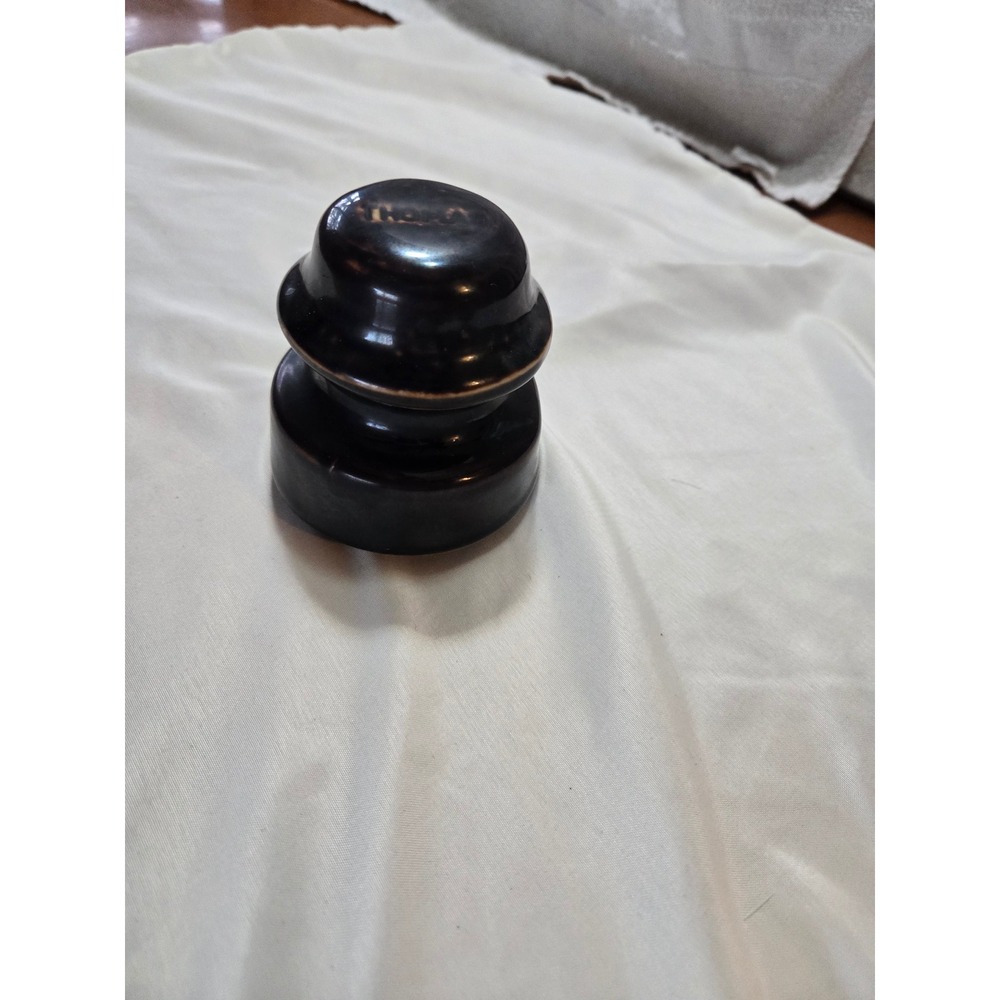 Vintage Thomas Dark Brown Porcelain Insulator Industrial Ceramic Collectible